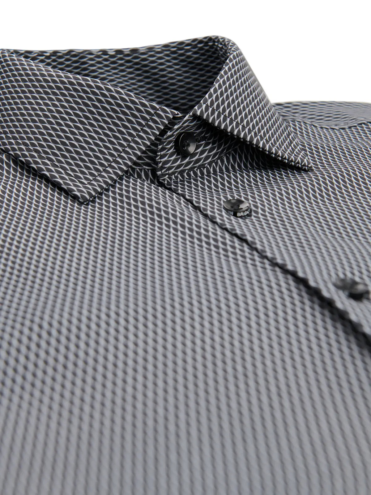 Faire,Brooklyn Brigade, Brooklyn Brigade Dark Grey Mesh Print Slim Fit Long Sleeve Button Up, Grey, Large-43-TagL