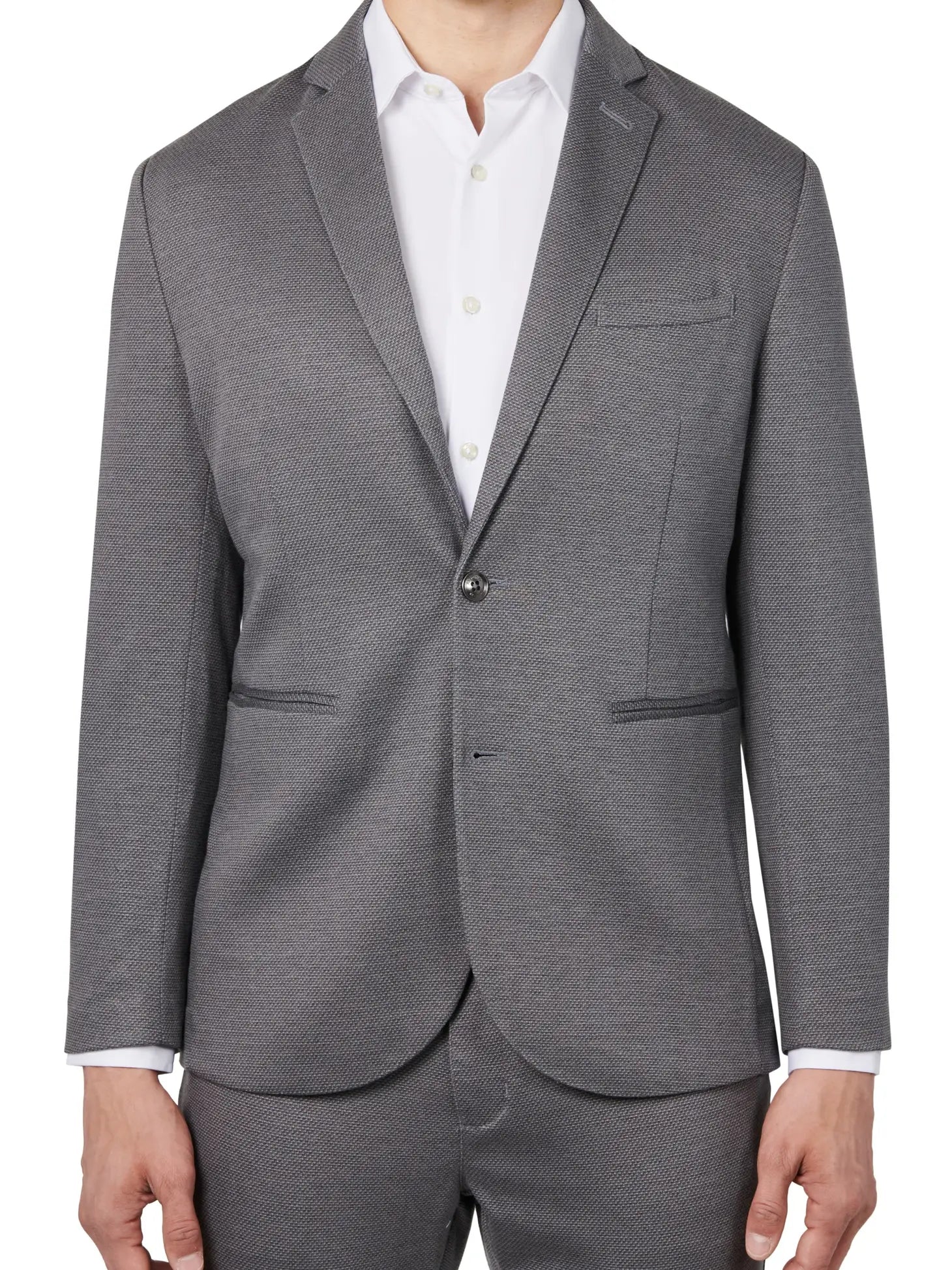 Faire,Brooklyn Brigade, Brooklyn Brigade Grey Textured Knit Blazer, Grey, Medium-42-TagM