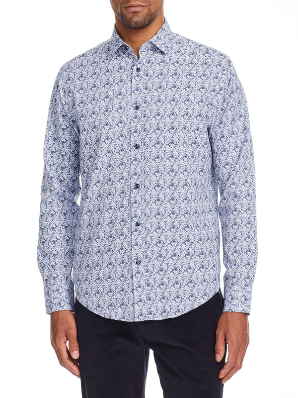 Brooklyn Brigade Light Blue Floral Print Performance Button Up Shirt