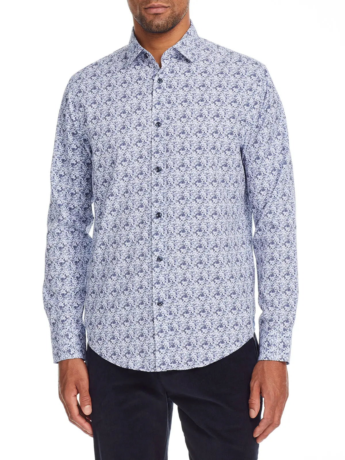 Faire,Brooklyn Brigade, Brooklyn Brigade Light Blue Floral Print Performance Shirt, Blue, Extra Extra Large-54-TagXXL