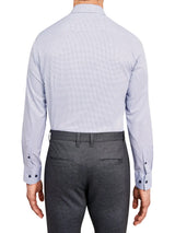 Brooklyn Brigade White With Dark Blue Mini Dot Print 4-Way Stretch Button Up Shirt