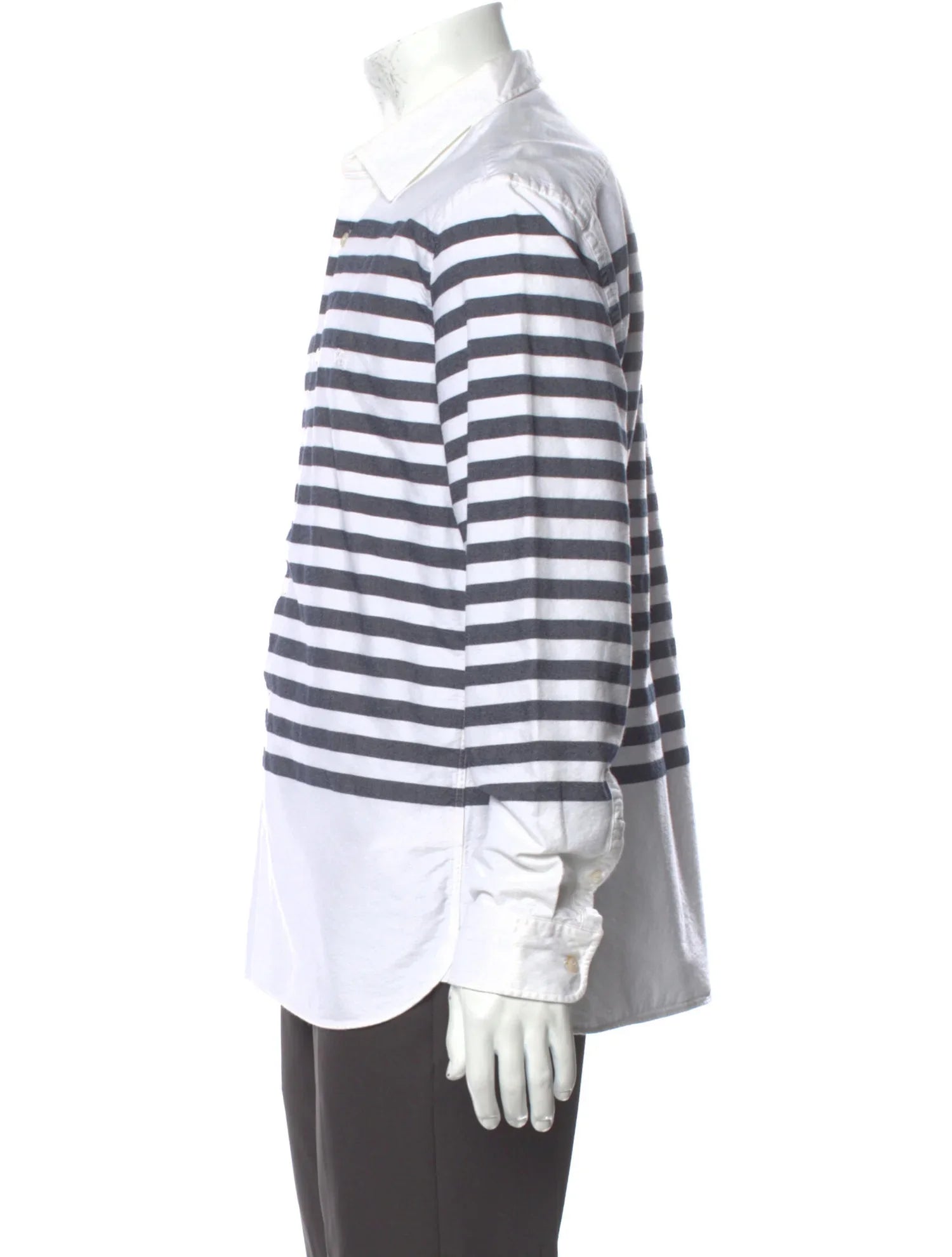 The RealReal,Burberry, Burberry White And Navy Horizontal Nautical Striped Button Up Shirt, White, Large-45-TagL