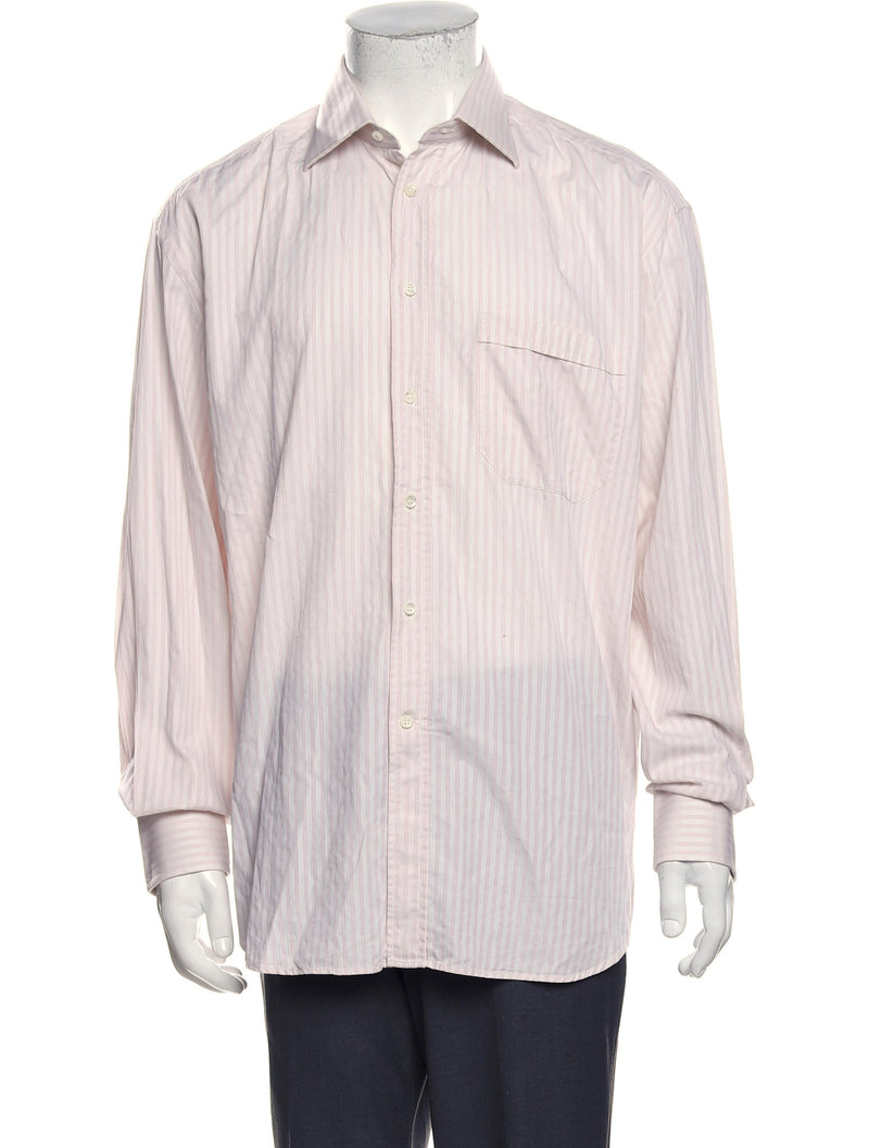 Canali Pink Striped One Pocket Dress Shirt