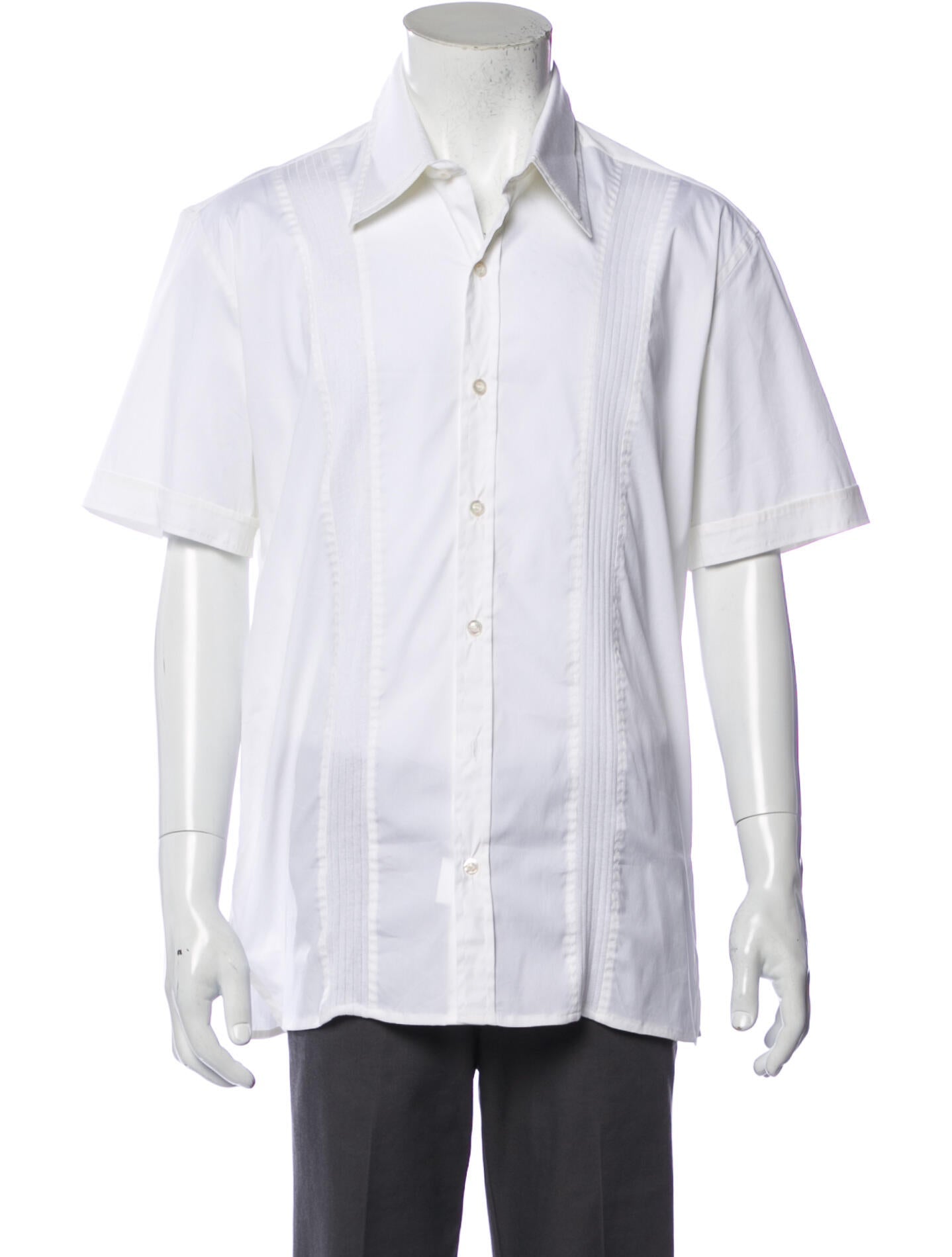 The RealReal,Cortigiani, Cortigiani White Short Sleeve Button Up Shirt, White, Large-46-TagL