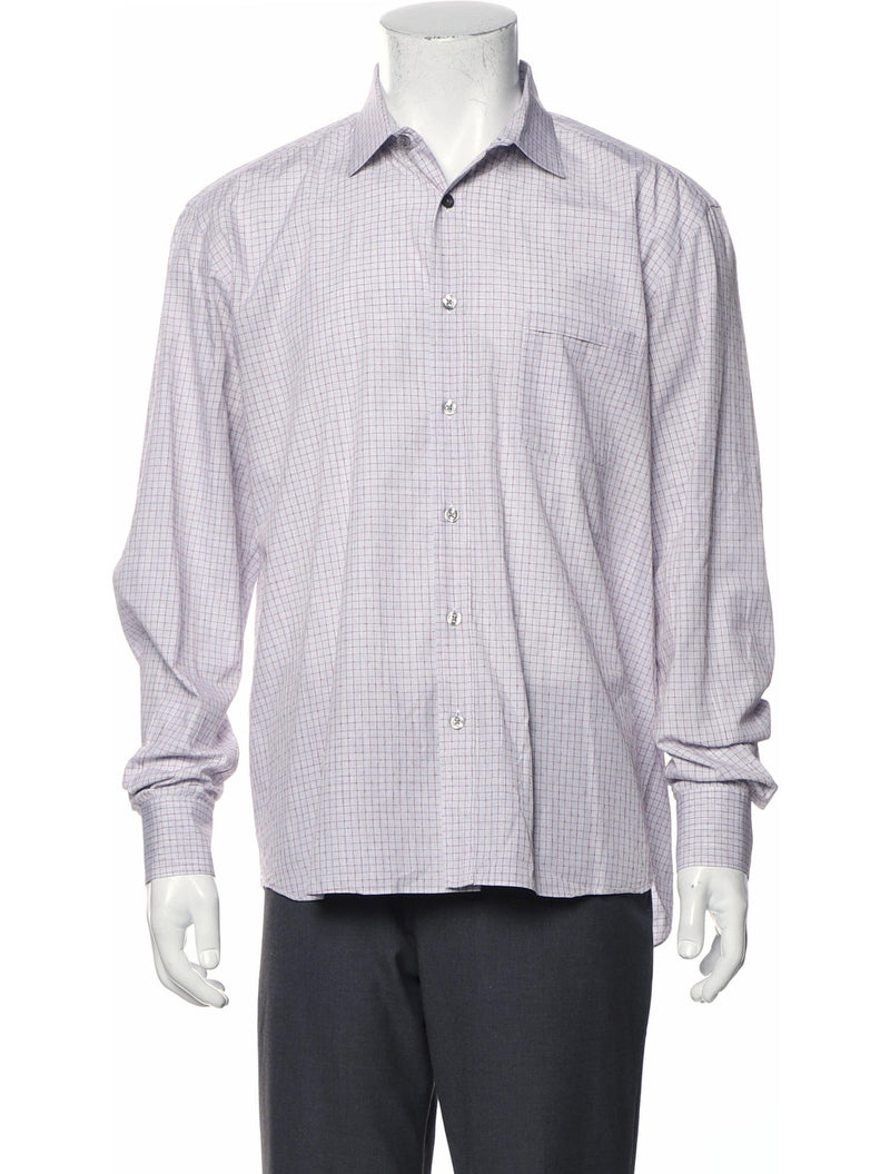 Culturata Grey Mini Grid Print Button Up Shirt