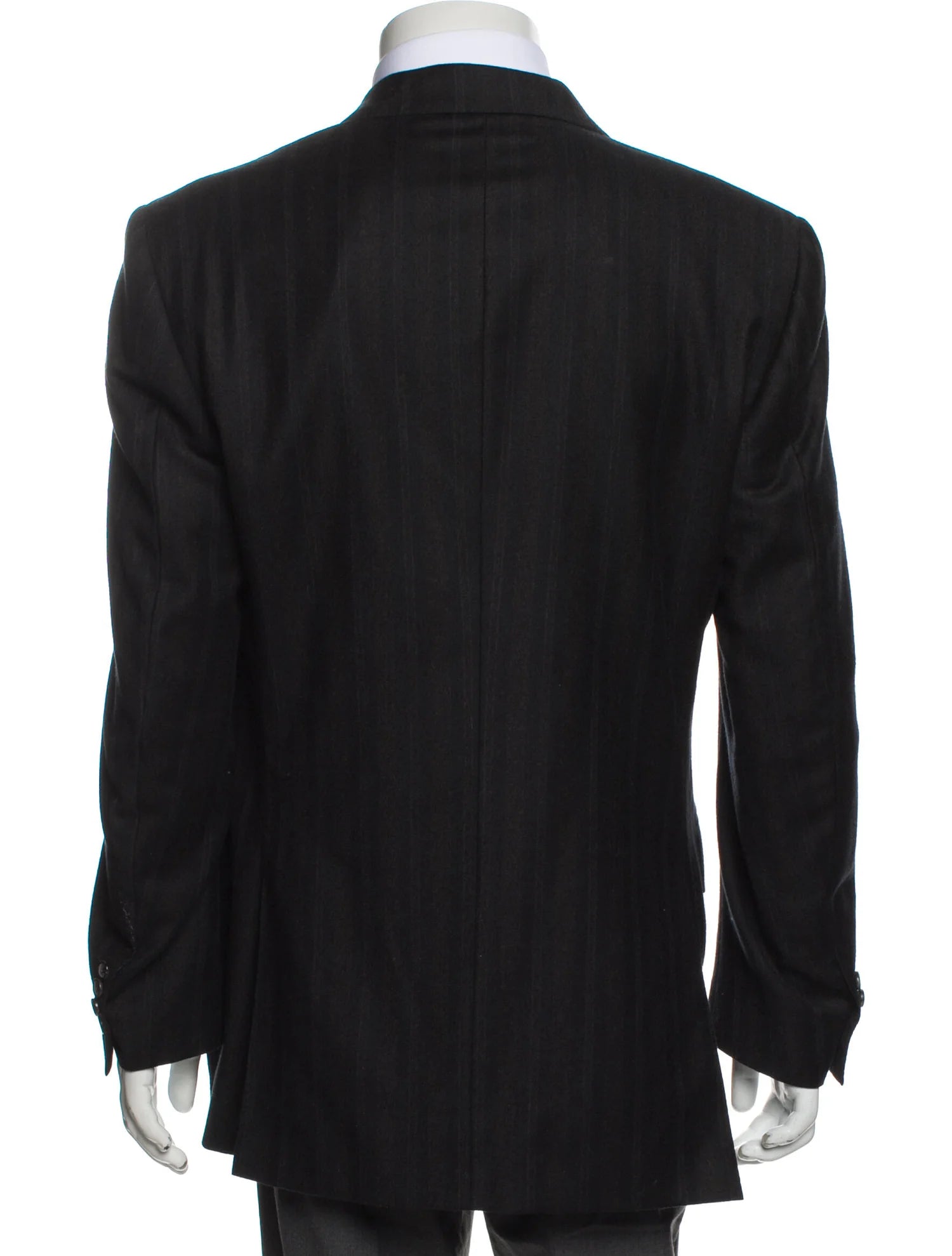 The RealReal,Canali, Canali Black & Dark Brown Striped Wool Super 120 Blazer, Black, Large-Chest-TagL