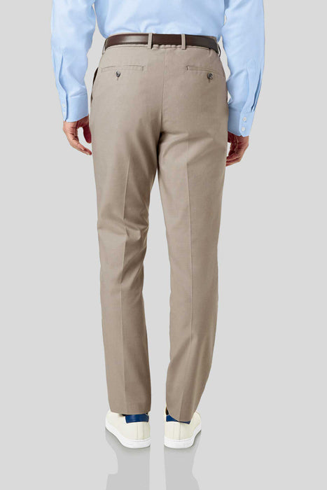 Charles Tyrwhitt Light Beige Textured Slim Fit Stretch Dress Pants