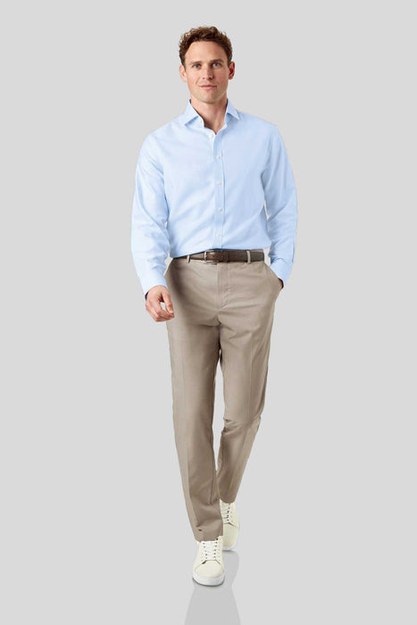Otrium,Charles Tyrwhitt, Charles Tyrwhitt Light Beige Textured Slim Fit Stretch Dress Pants, Blue, 36W-32L-Tag36