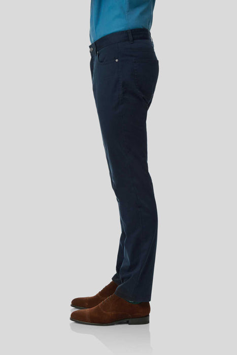 Otrium,Charles Tyrwhitt, Charles Tyrwhitt Navy Slim Fit 5 Pocket Cotton Stretch Pants, Blue, 32W-30L-Tag32
