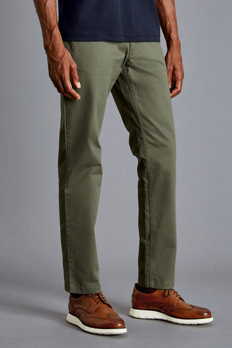 Otrium,Charles Tyrwhitt, Charles Tyrwhitt Olive Green Slim Fit 5 Pocket Cotton Stretch Pants, Green, 34W-30L-Tag34