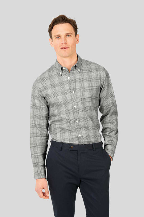 Otrium,Charles Tyrwhitt, Charles Tyrwhitt Light Grey Plaid Slim Fit Longsleeve Button Up Shirt, Grey, Extra Large-49-TagXL