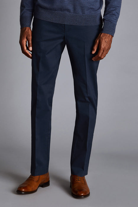 Otrium,Charles Tyrwhitt, Charles Tyrwhitt Navy Slim Fit Dress Chinos, Blue, 38W-34L-Tag36