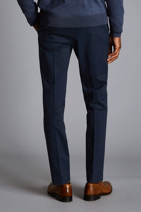 Otrium,Charles Tyrwhitt, Charles Tyrwhitt Navy Slim Fit Dress Chinos, Blue, 38W-34L-Tag36
