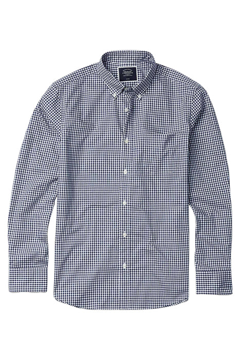 Otrium,Charles Tyrwhitt, Charles Tyrwhitt Navy And White Micro Gingham Print Slim Fit Long Sleeve Button Up Shirt With Front Chest Pocket, White, Extra Extra Large-55-TagXXL