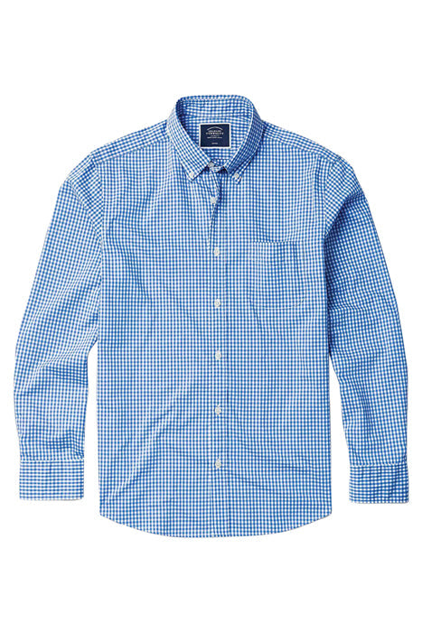 Otrium,Charles Tyrwhitt, Charles Tyrwhitt Blue And White Micro Gingham Print Slim Fit Long Sleeve Button Up Shirt With Front Chest Pocket, White, Extra Extra Large-55-TagXXL
