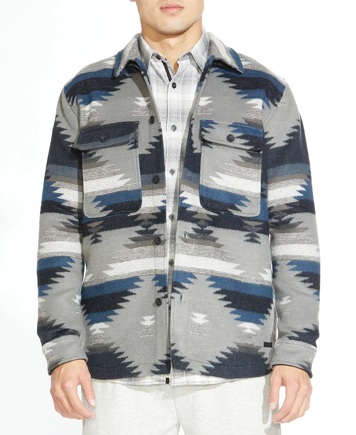 Wholesale,Civil Society, Civil Society Aztec Print Soft Knit Shacket, Blue, Large-47-TagM