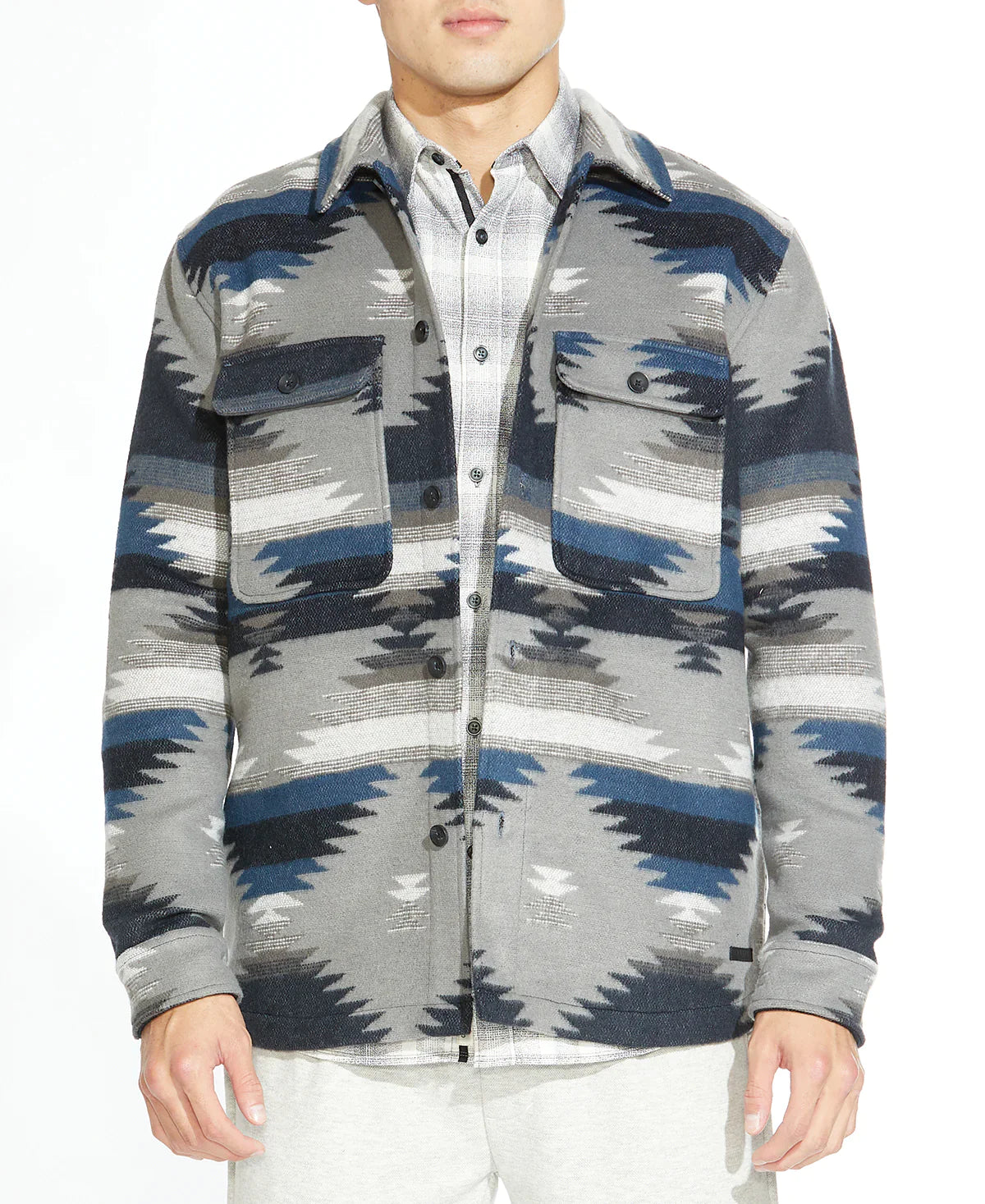 Wholesale,Civil Society, Civil Society Aztec Print Soft Knit Shacket, Blue, Large-47-TagMMedium-45-TagSLarge-46-TagLMedium-45-TagM