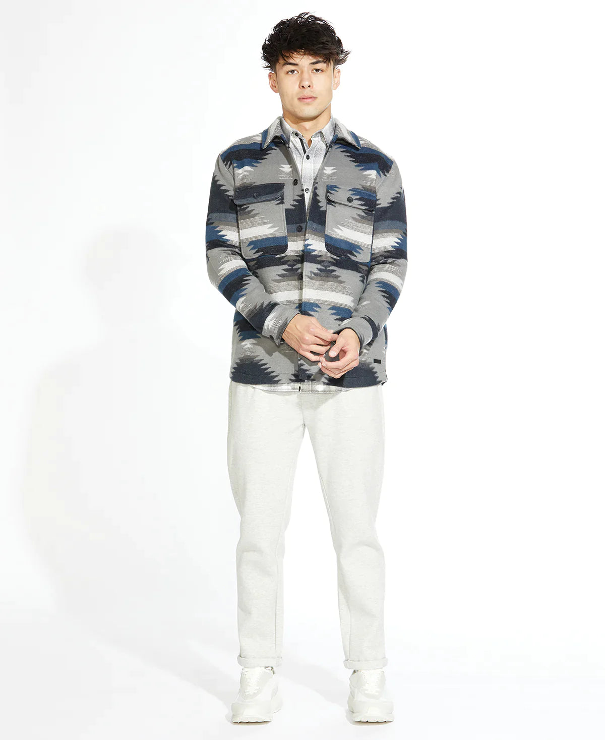 Wholesale,Civil Society, Civil Society Aztec Print Soft Knit Shacket, Blue, Large-47-TagMMedium-45-TagSLarge-46-TagLMedium-45-TagM