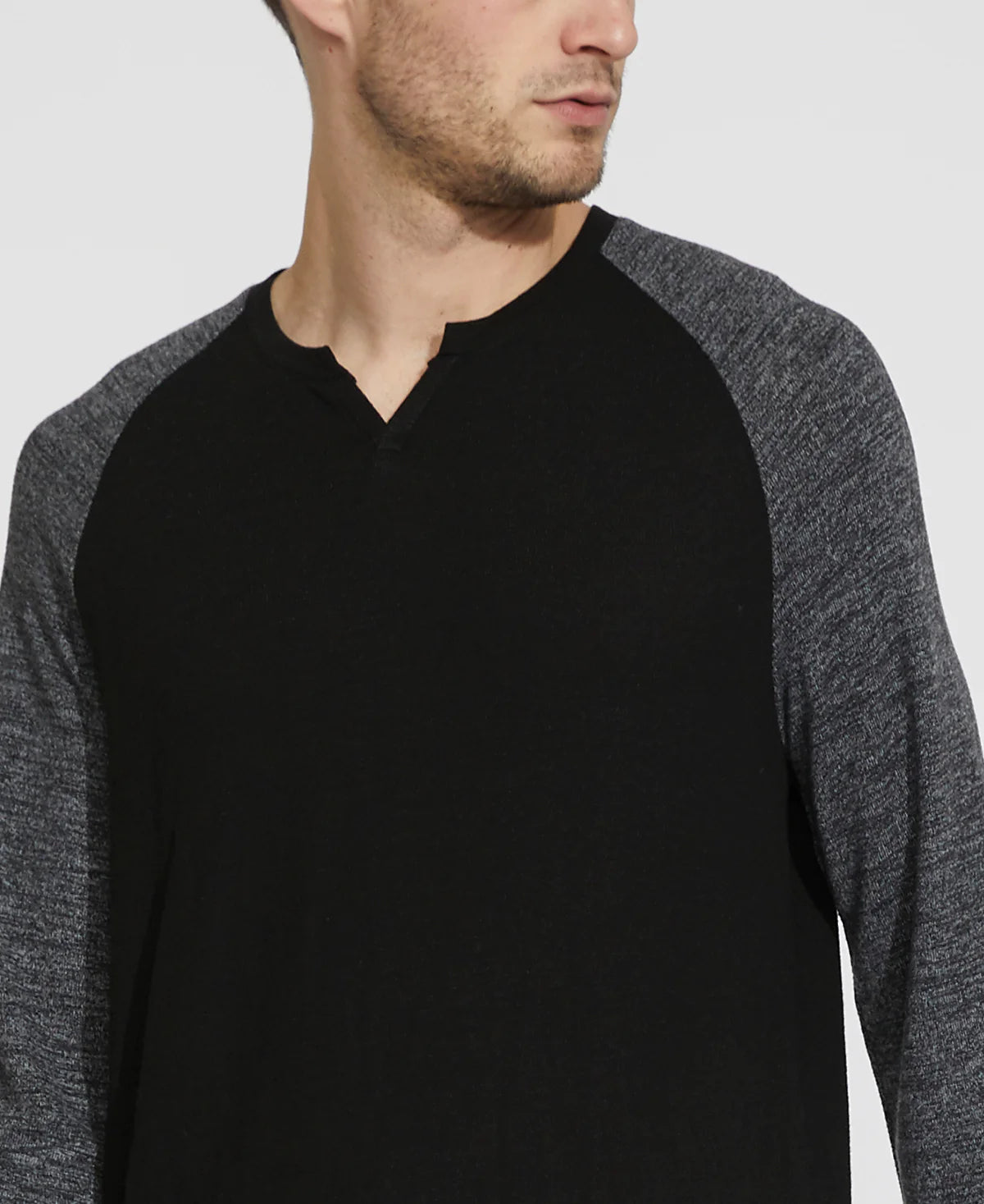 Wholesale,Civil Society, Civil Society Black Long Sleeve Henley With Grey Contrast Sleeves, Black, Large-45-TagXXL