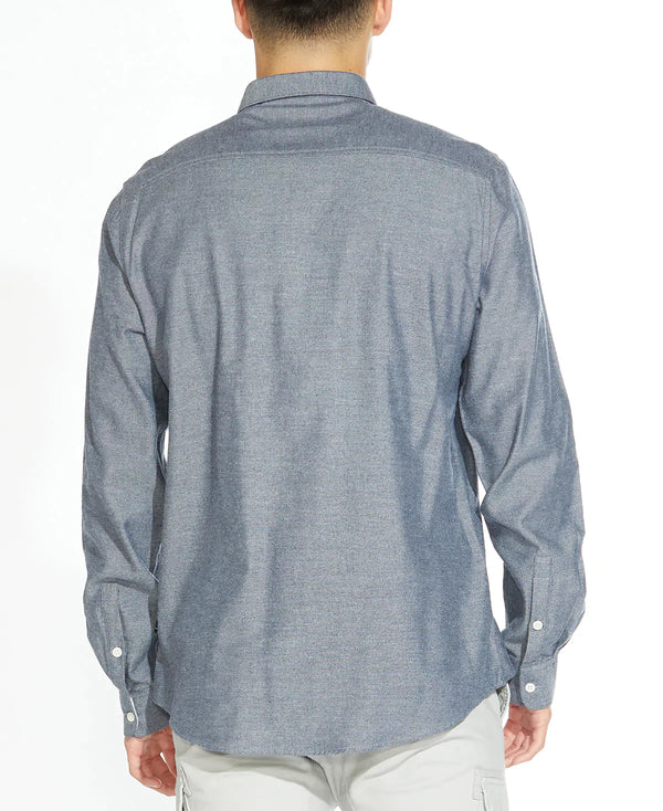 Civil Society Blue Grey Button Up Shirt With Double Front Chest Pockets