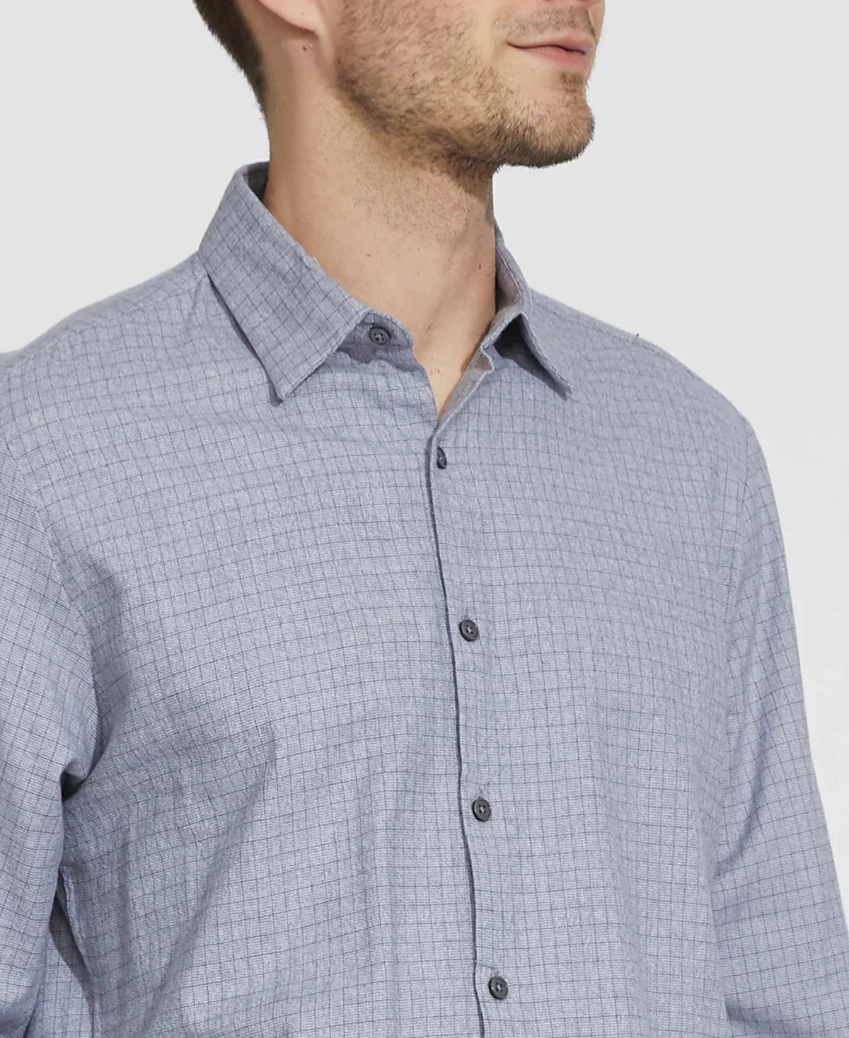 Wholesale,Civil Society, Civil Society Blue Grey Grid Print Knit Long Sleeve Button Up Shirt, Blue, Extra Extra Large-51-TagXXLExtra Large-48-TagXLLarge-47-TagLMedium-42-TagSMedium-44-TagM