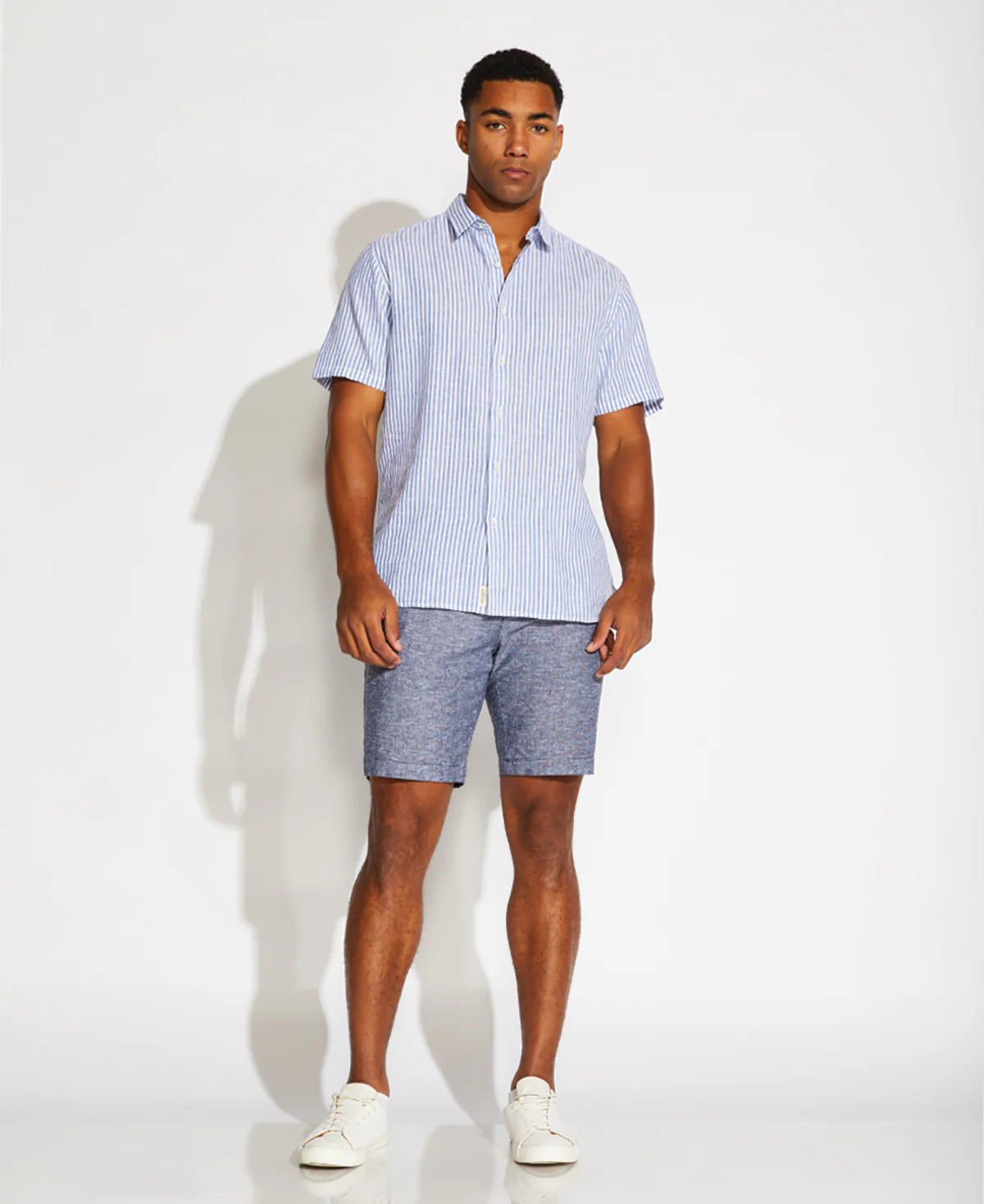 Wholesale,Civil Society, Civil Society Blue Slim Fit Linen Blend Elastic Waistband Shorts, Blue, 32W-8.5L-TagM