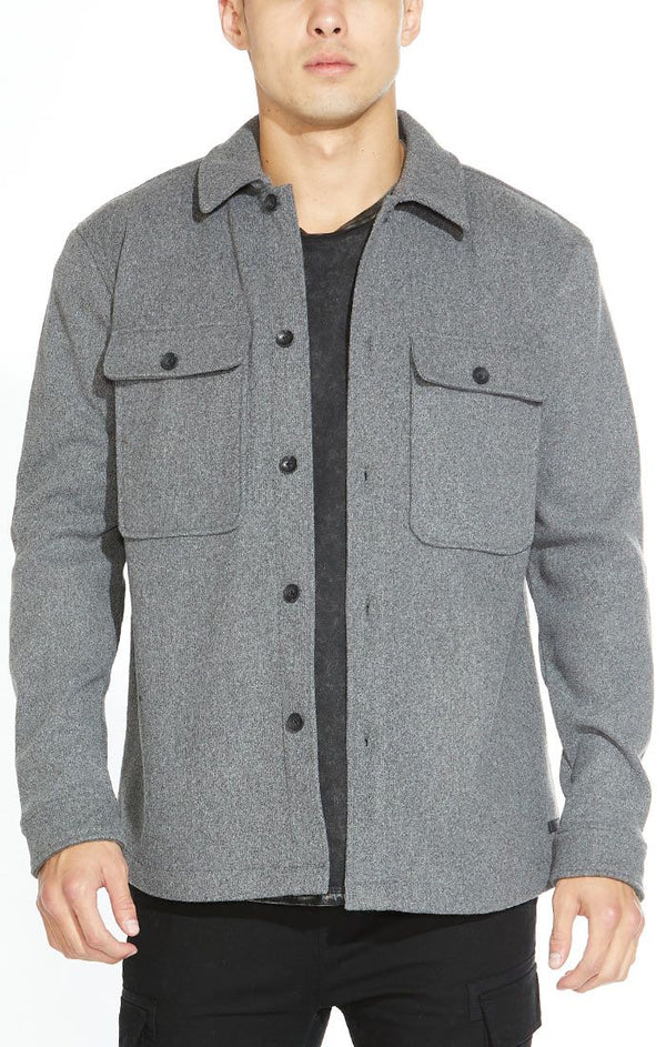Civil Society Heather Charcoal Structured Knit Shirt Jacket