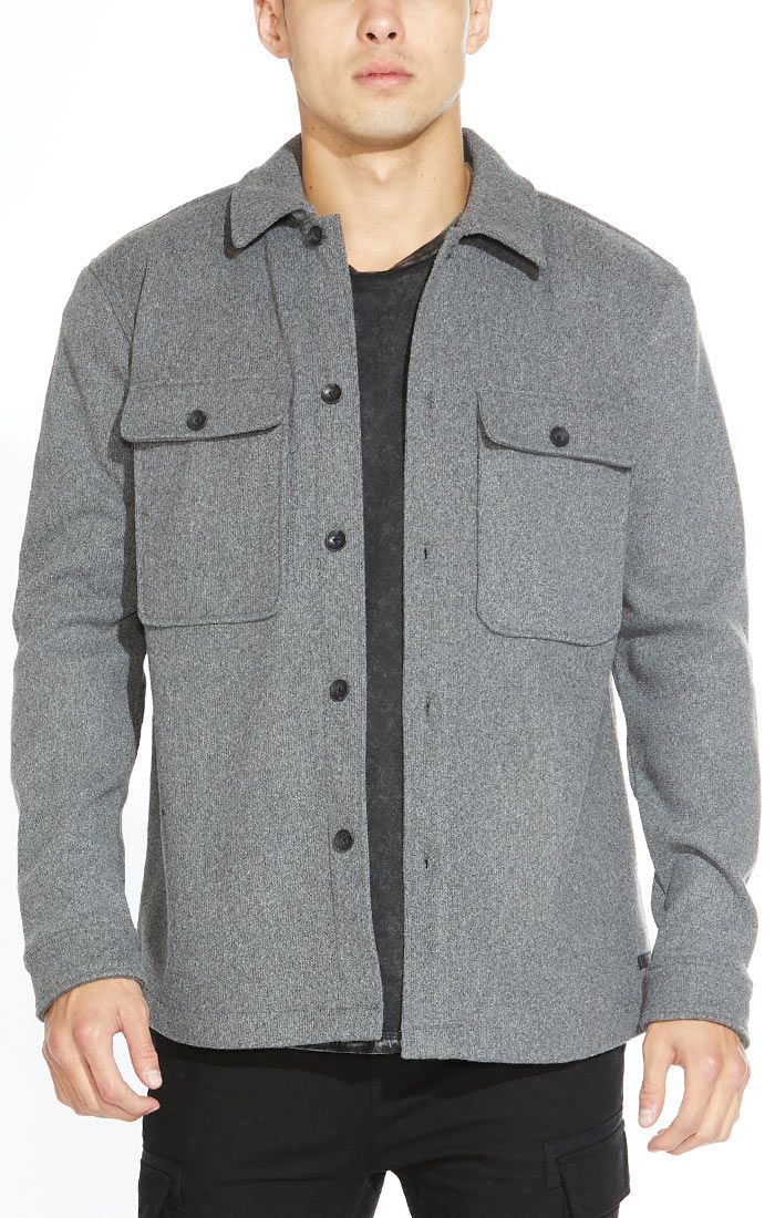 Wholesale,Civil Society, Civil Society Heather Charcoal Structured Knit Shacket, Grey, Large-46-TagL