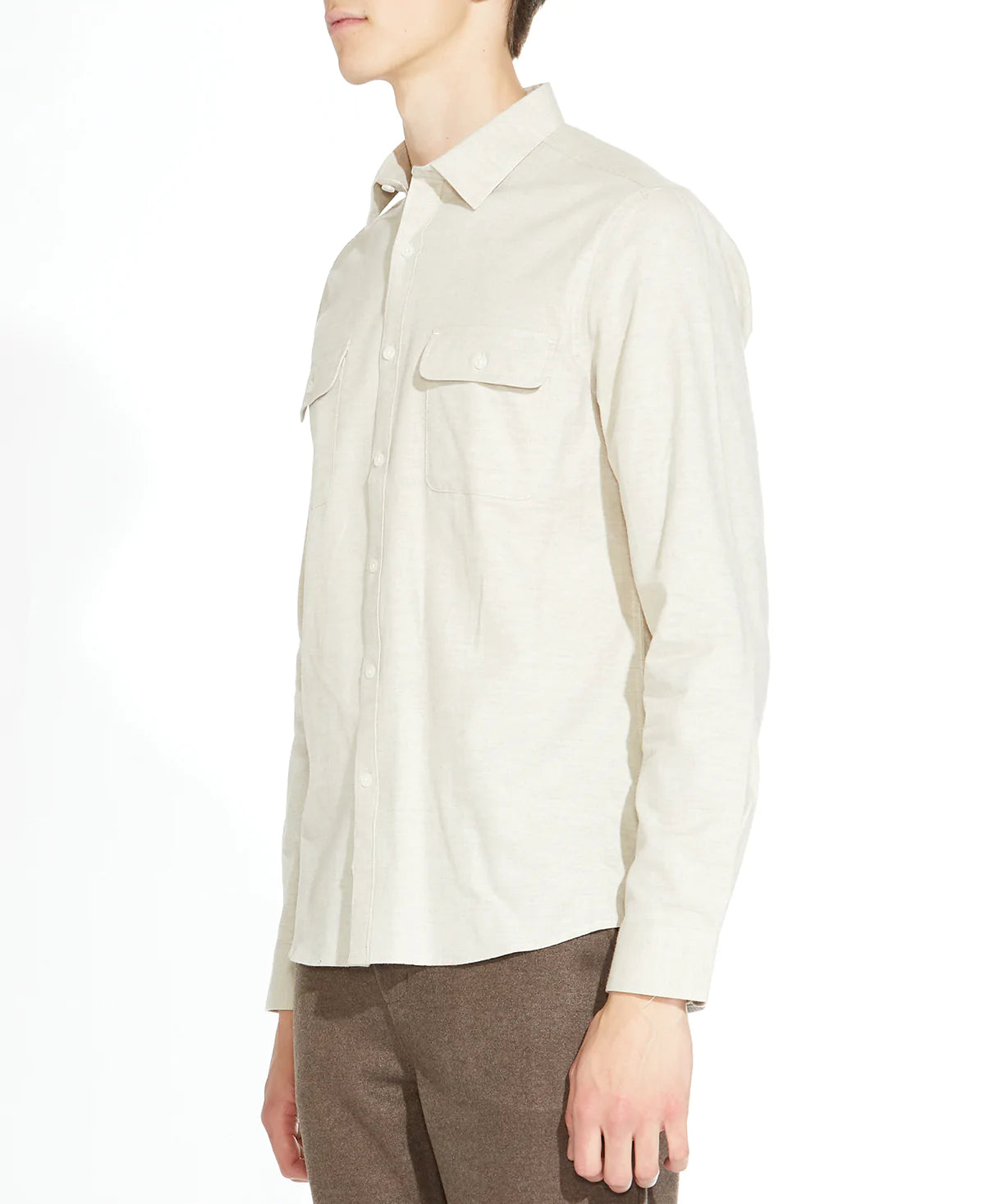 Wholesale,Civil Society, Civil Society Cream Flannel Button Up Shirt With Double Front Chest Pockets, Cream, Extra Large-48-TagXL