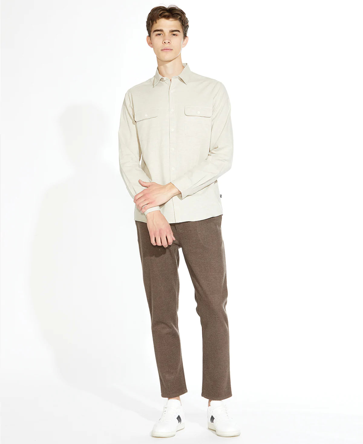 Wholesale,Civil Society, Civil Society Cream Flannel Button Up Shirt With Double Front Chest Pockets, Cream, Extra Large-48-TagXL