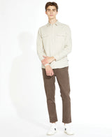 Civil Society Cream Flannel Button Up Shirt With Double Front Chest Pockets