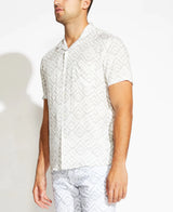 Civil Society Cream Geometric Print Short Sleeve Button Up Shirt