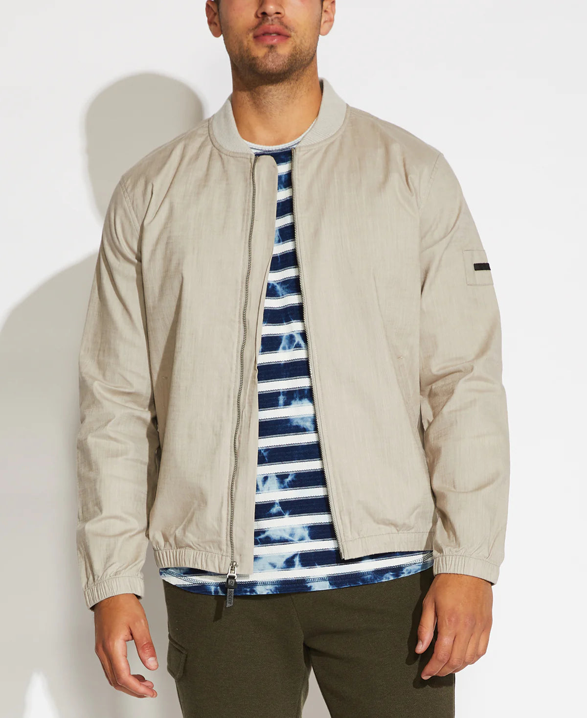 Wholesale,Civil Society, Civil Society Tan Linen Lightweight Bomber Jacket, Tan, Large-49-TagL