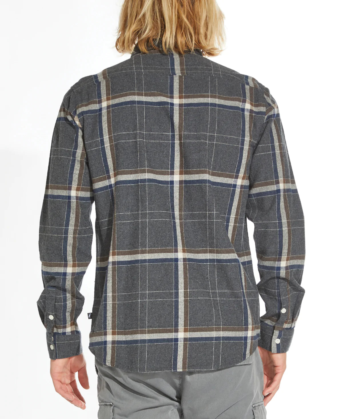 Wholesale,Civil Society, Civil Society Dark Charcoal Grey Large Plaid Flannel Button Up Shirt, Grey, Extra Large-48-TagXL