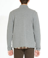 Civil Society Dark Grey Heather Textured Knit Mockneck Zip Up Jacket