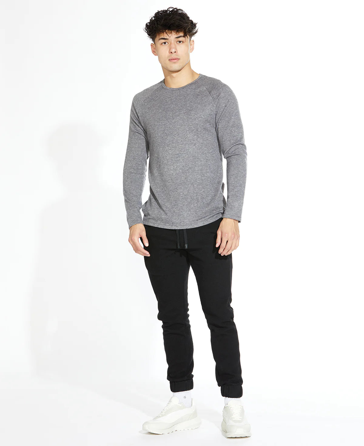 Wholesale,Civil Society, Civil Society Grey Blue Brushed Raglan Sleeve Crewneck T-shirt, Grey, Extra Extra Large-47-TagXXL