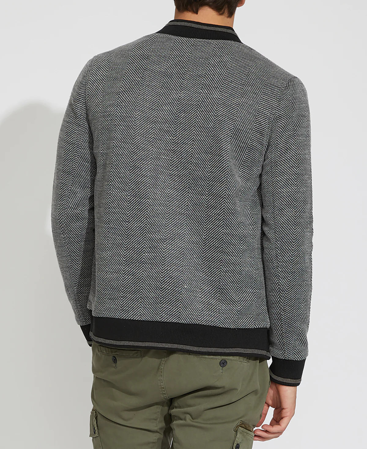 Wholesale,Civil Society, Civil Society Grey/Black Herringbone Knit Bomber Jacket, Grey, Large-44-TagL