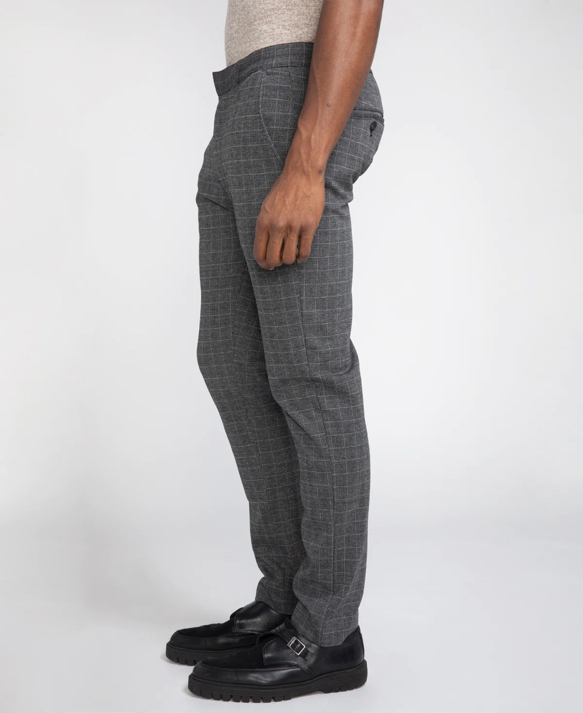 Wholesale,Civil Society, Civil Society Grid Print Charcoal Gray Knit Pants, Grey, 30W-29L-TagS