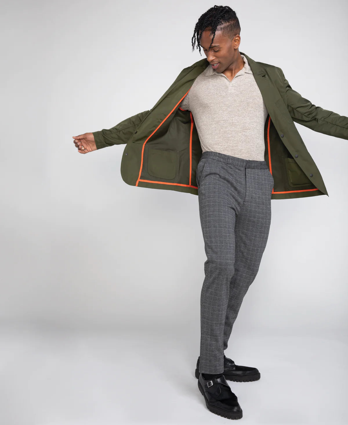 Wholesale,Civil Society, Civil Society Grid Print Charcoal Gray Knit Pants, Grey, 34W-31L-TagL