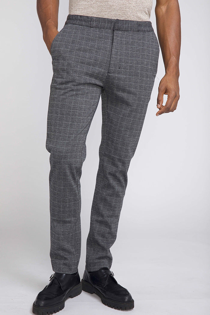Wholesale,Civil Society, Civil Society Grid Print Charcoal Gray Knit Pants, Grey, 30W-29L-TagM