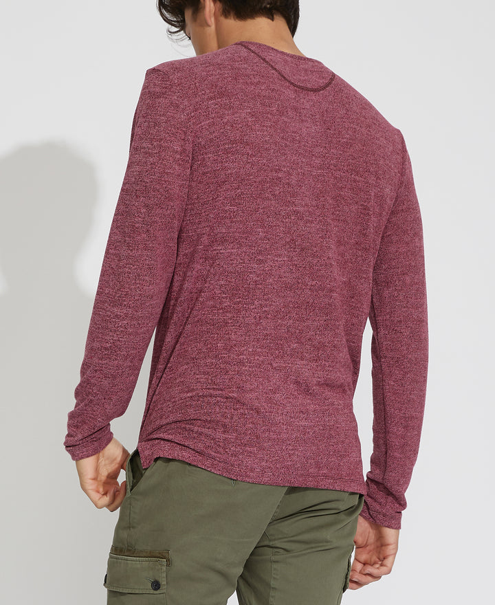 Wholesale,Civil Society, Civil Society Heather Burgundy Knit Henley, Red, Large-42-TagL