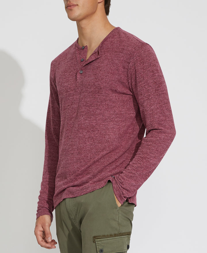 Wholesale,Civil Society, Civil Society Heather Burgundy Knit Henley, Red, Large-43-TagL