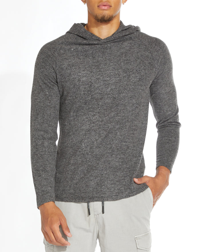 Wholesale,Civil Society, Civil Society Heather Charcoal Knit Henley Hoodie, Grey, Small-40-TagS