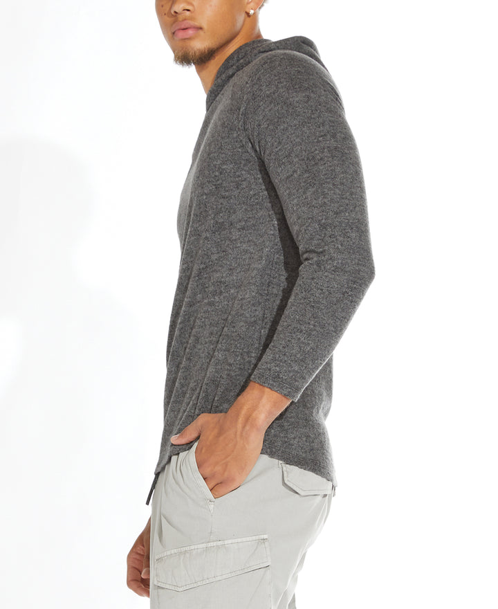 Wholesale,Civil Society, Civil Society Heather Charcoal Knit Henley Hoodie, Grey, Large-42-TagL