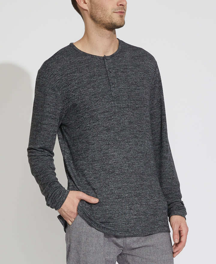 Wholesale,Civil Society, Civil Society Heather Charcoal Knit Henley, Grey, Large-42-TagL