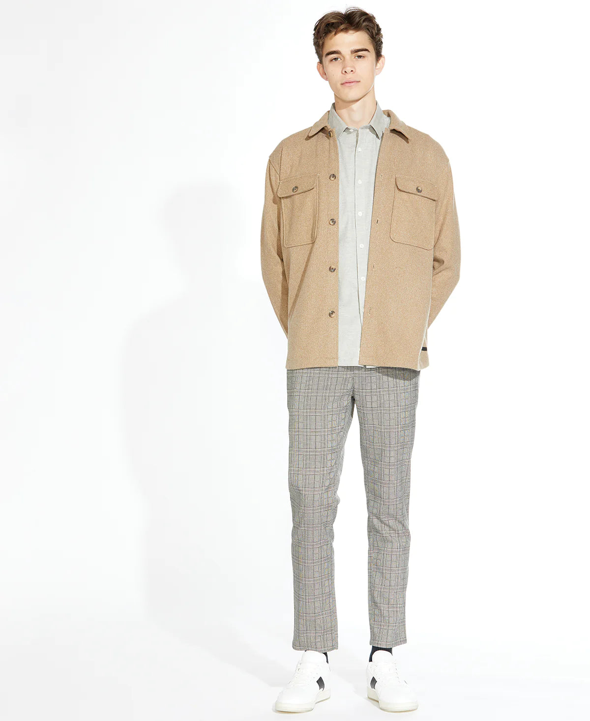 Wholesale,Civil Society, Civil Society Heather Khaki Structured Knit Shacket, Tan, Extra Extra Large-52-TagXL