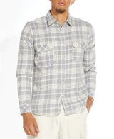 Civil Society Light Grey And Cream Plaid Flannel Button Up Shirt