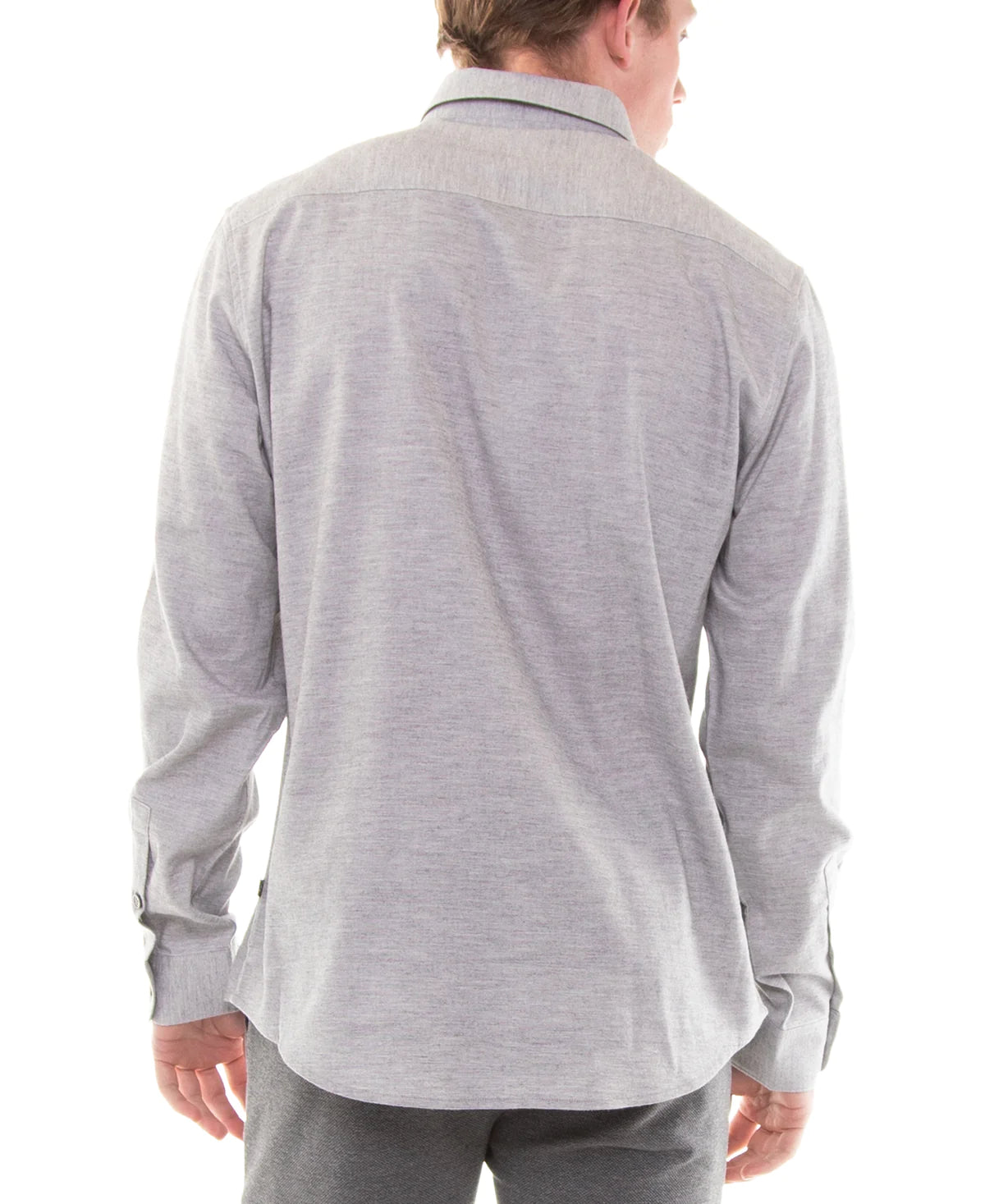 Wholesale,Civil Society, Civil Society Light Grey Brushed Heathered Knit Long Sleeve Button Up Shirt, Grey, Medium-44-TagM