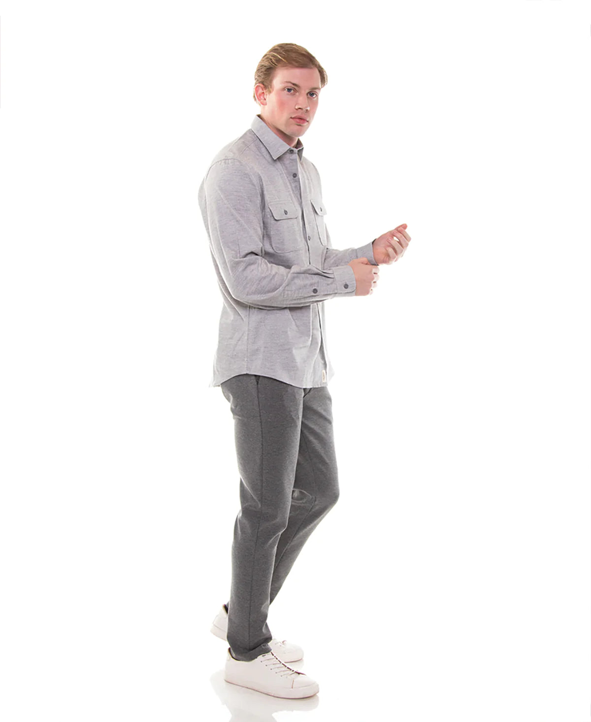 Wholesale,Civil Society, Civil Society Light Grey Brushed Heathered Knit Long Sleeve Button Up Shirt, Grey, Extra Extra Large-50-TagXXL