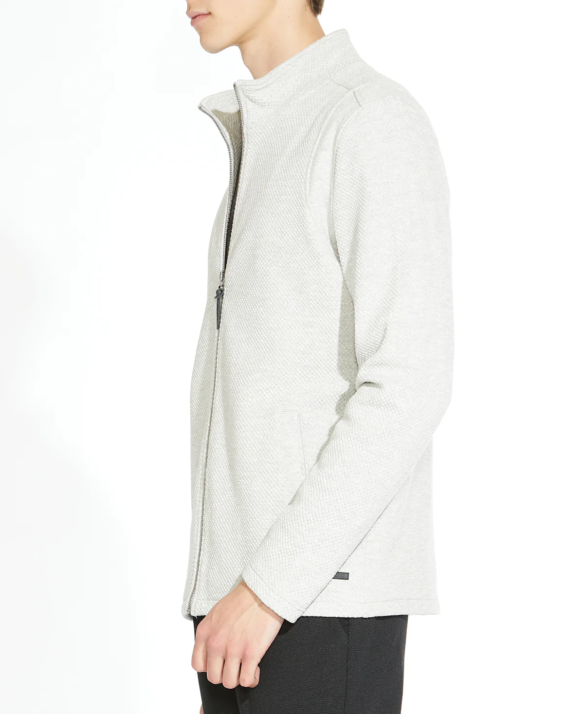 Wholesale,Civil Society, Civil Society Light Grey Heather Textured Knit Mockneck Zip Up Jacket, Grey, Large-44-TagL